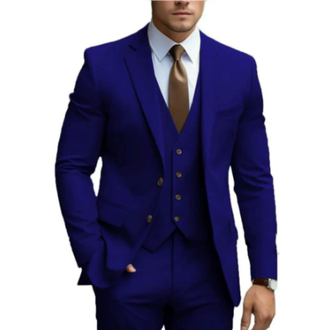 Costume Homme Classique 3 Pièces Noir avec Cravate Brun