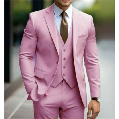 Costume Homme Classique 3 Pièces Noir avec Cravate Brun
