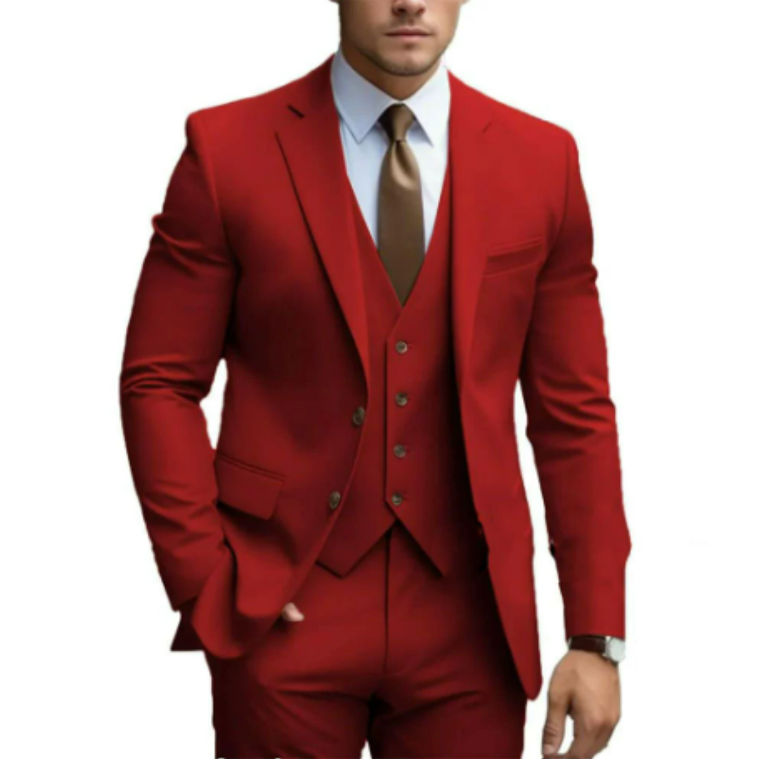 Costume Homme Classique 3 Pièces Noir avec Cravate Brun