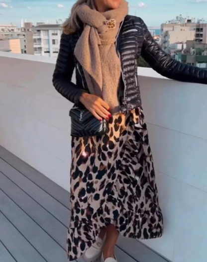 Robe de Soirée Léopard Séxy avec Décolleté Plongeant - PanierRoyale