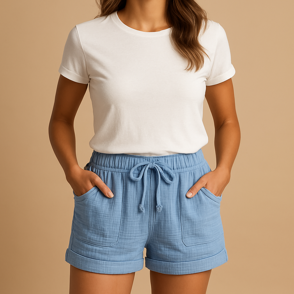 Short de Femme en Coton Lavande Confortable avec Poches