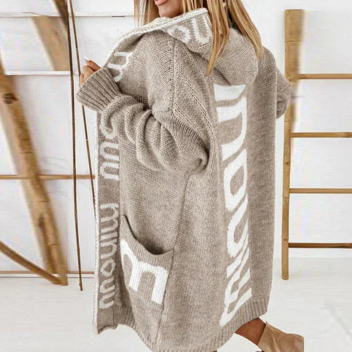 Gilet femme hiver brun avec capuchon et poches côtés