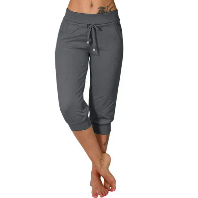 Pantalon femme mi-long sport chic marron