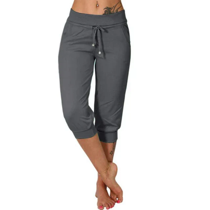 Pantalon femme mi-long sport chic marron