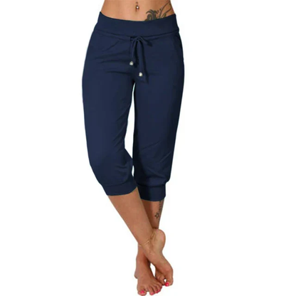 Pantalon femme mi-long sport chic marron
