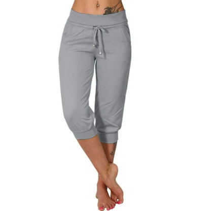 Pantalon femme mi-long sport chic marron