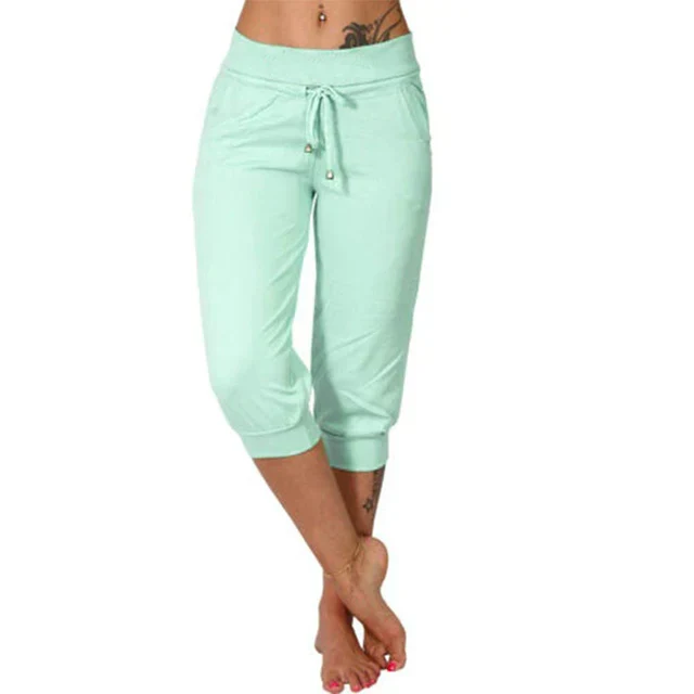 Pantalon femme mi-long sport chic marron
