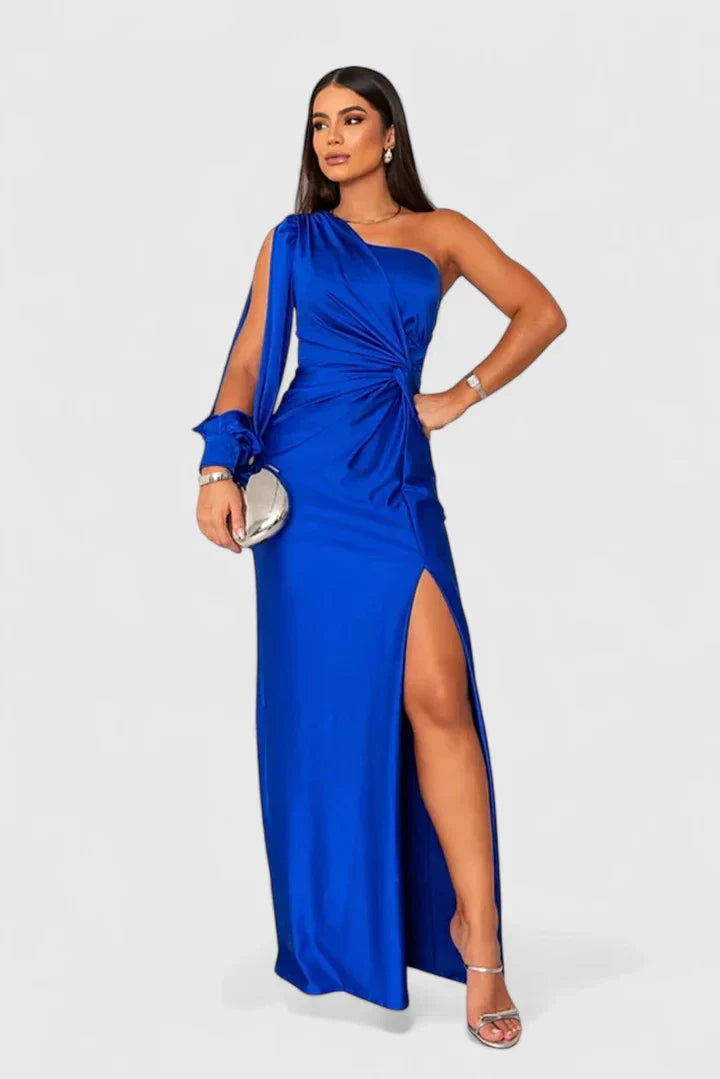 Robe Soirée Épaule Dévoilée et Ceinture
