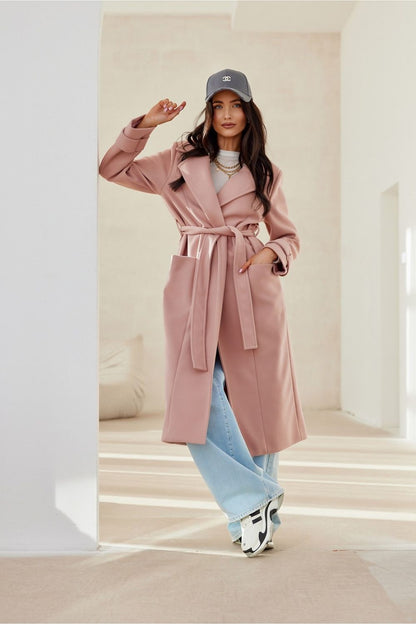 Manteau Femme Chic Long Manches avec Ceinture pour Hiver - PanierRoyale