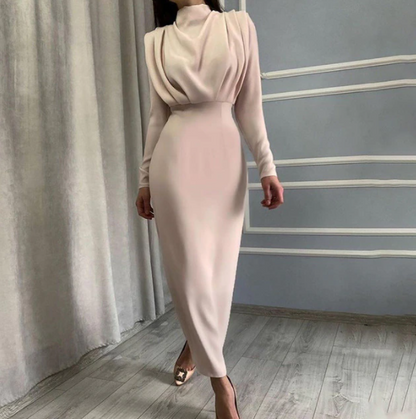 Robe Femme Manches Longues Dos Nu Élégante Maxi