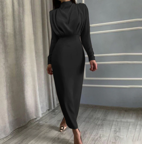 Robe Femme Manches Longues Dos Nu Élégante Maxi - PanierRoyale