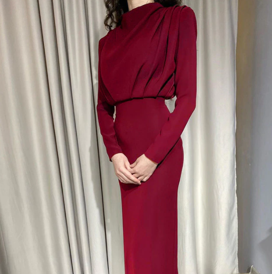 Robe Femme Manches Longues Dos Nu Élégante Maxi