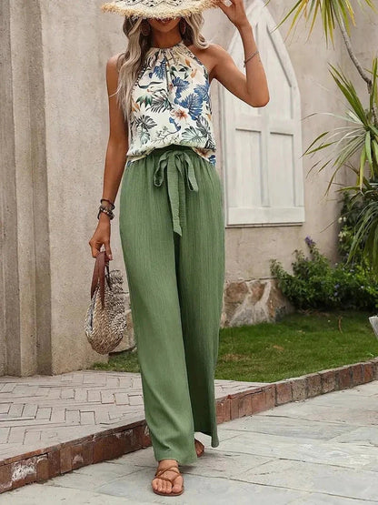 Pantalon Linéaire Élastique Femme pour Été