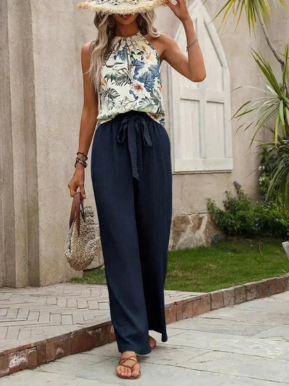 Pantalon Linéaire Élastique Femme pour Été