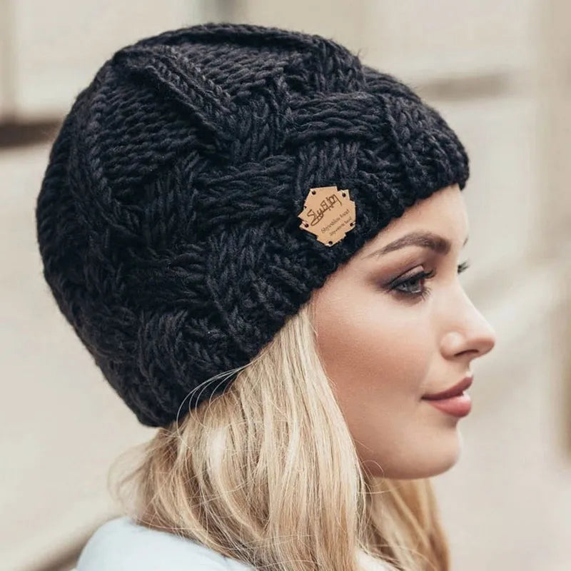 Chapeau femme tricoté épais et chic