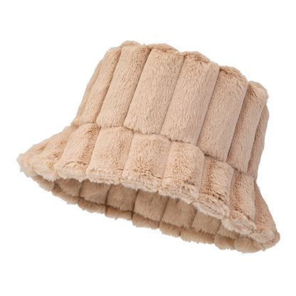 Chapeau Femme Fausse Fourrure Beige Élégant