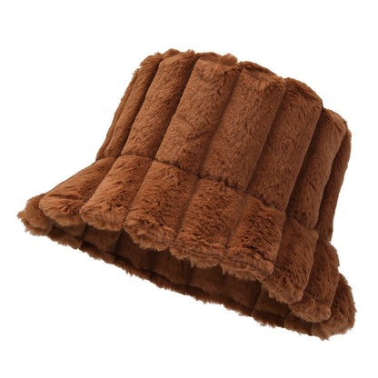 Chapeau Femme Fausse Fourrure Beige Élégant
