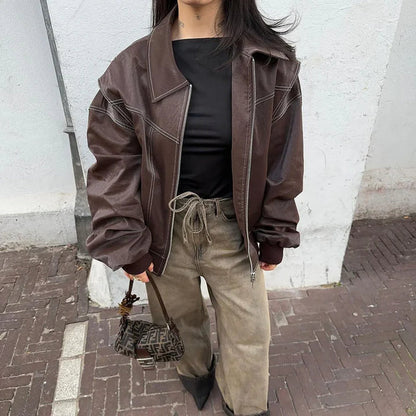 Veste Femme Oversize Fermeture Zippée Coupe Décontractée