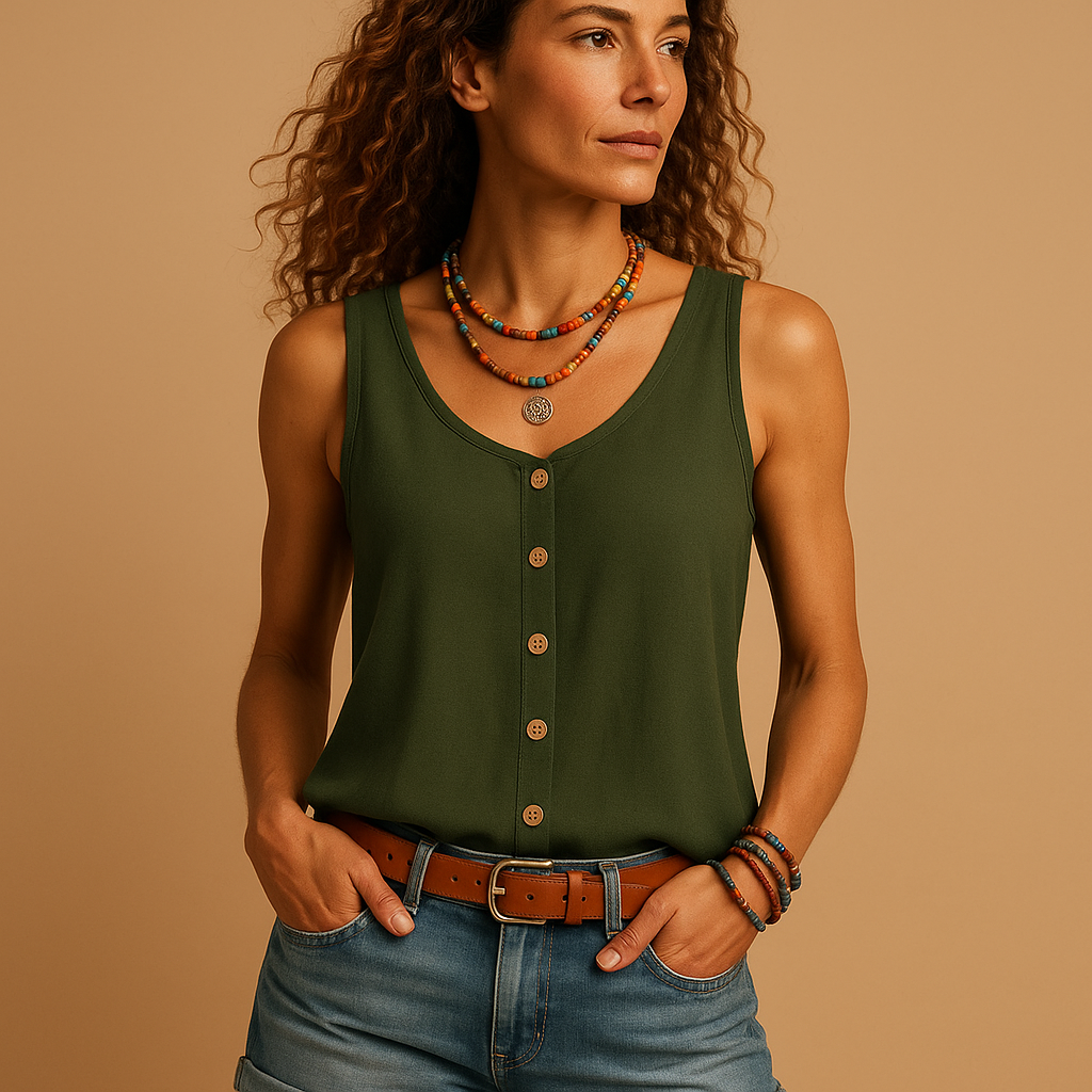 Débardeur Femme Vert Khaki Casual - PanierRoyale