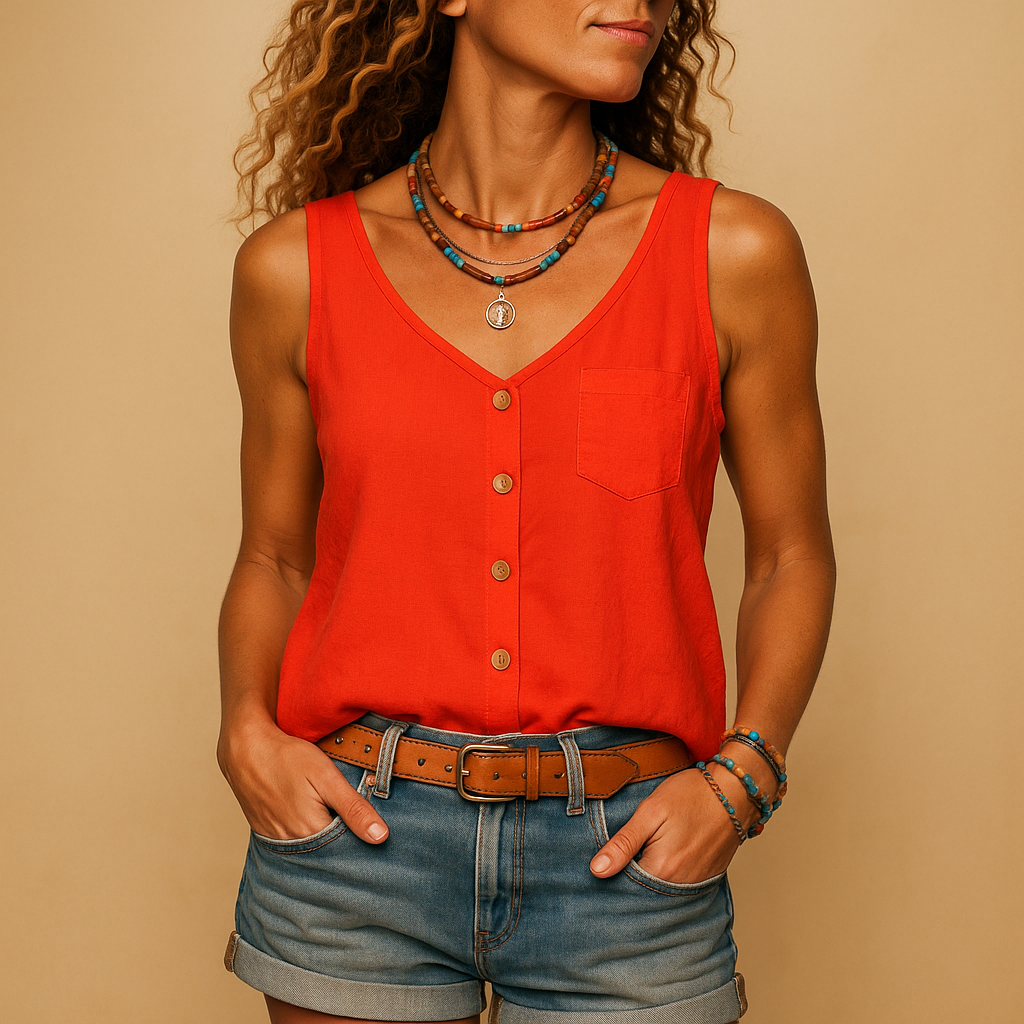 Débardeur Femme Vert Khaki Casual