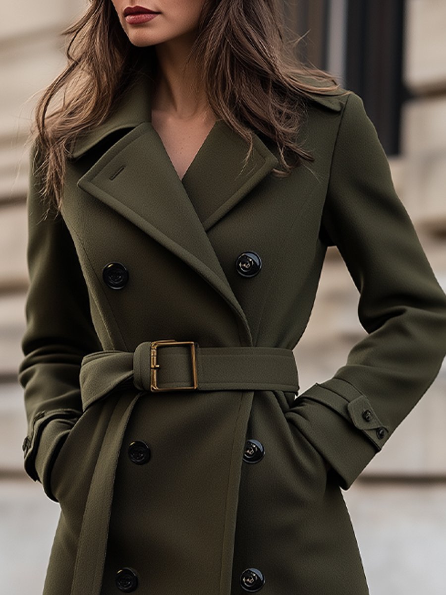 Manteau Femme Hiver Long Trench avec Ceinture