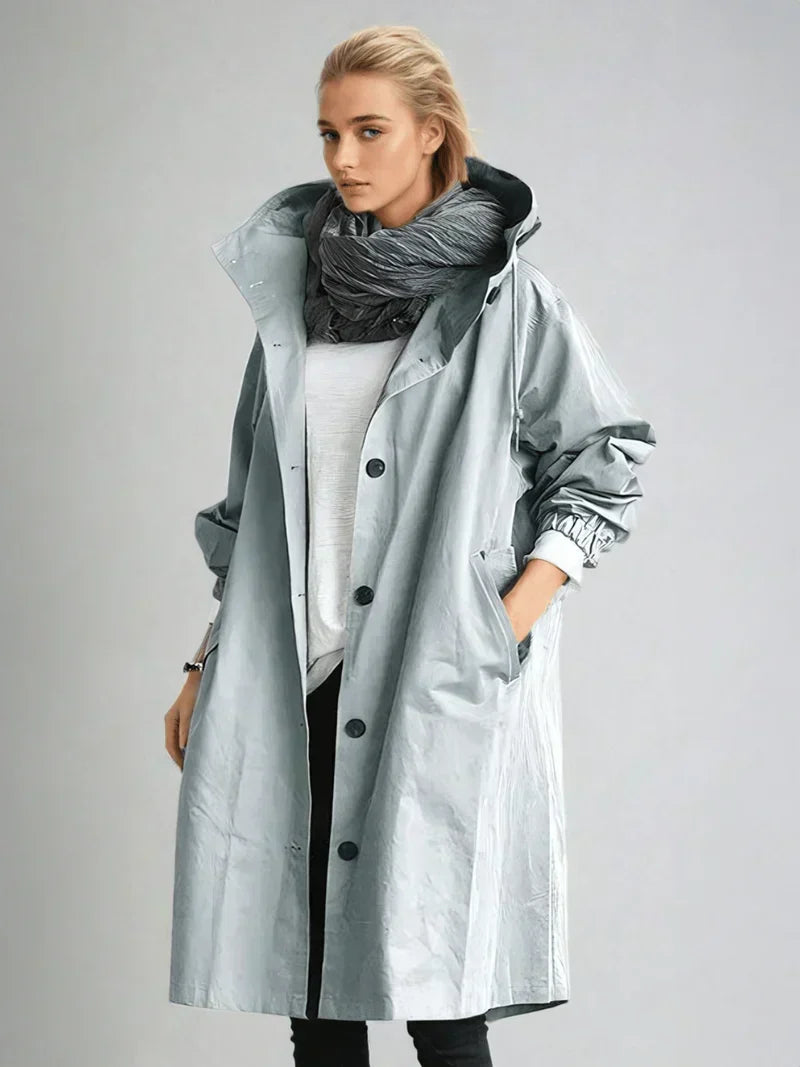 Imperméable Femme Imperméable Capuche Ceinture Coupe Ajustée