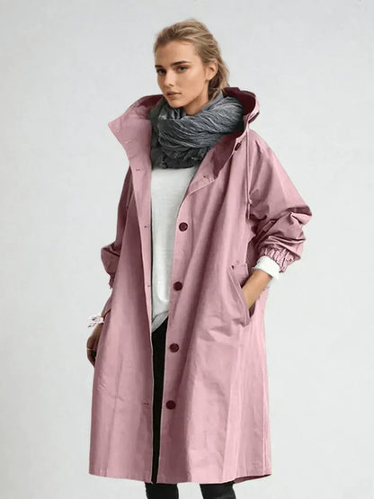 Imperméable Femme Imperméable Capuche Ceinture Coupe Ajustée