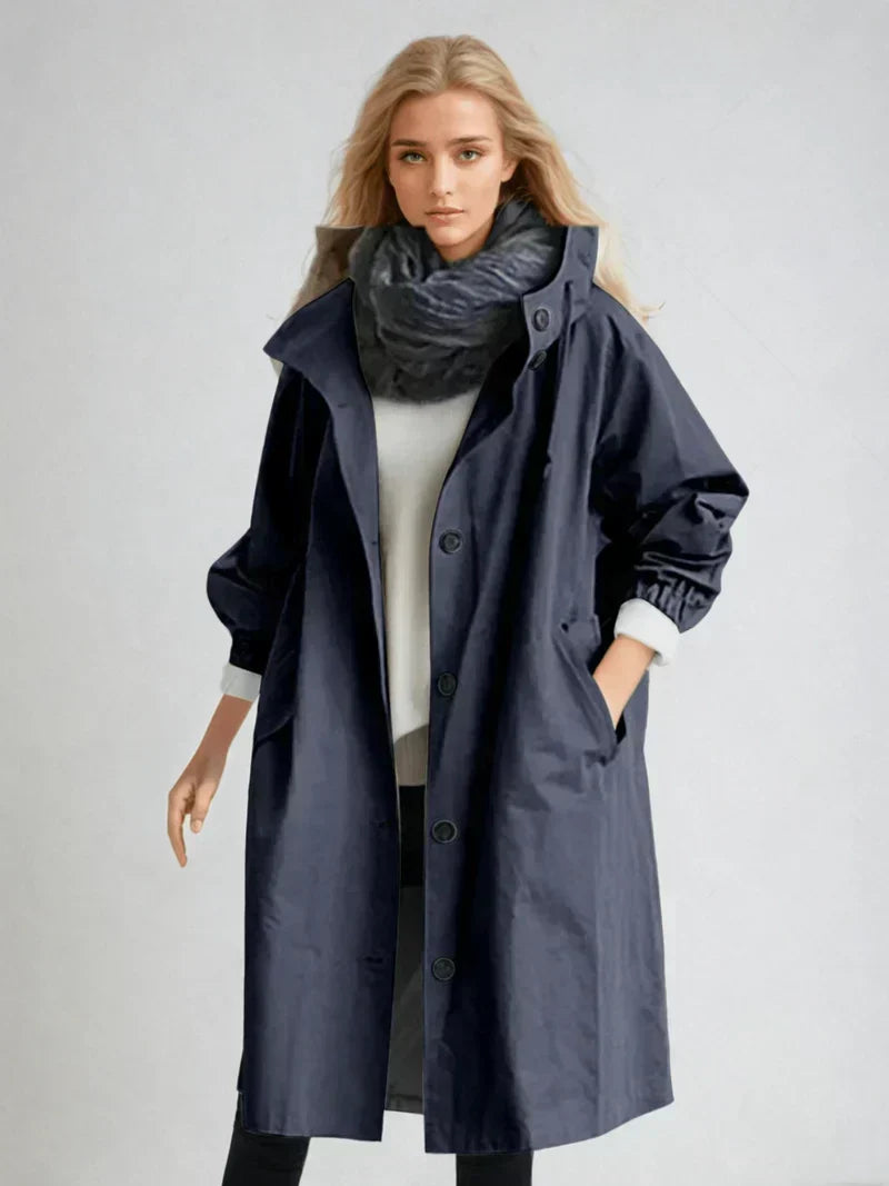 Imperméable Femme Imperméable Capuche Ceinture Coupe Ajustée