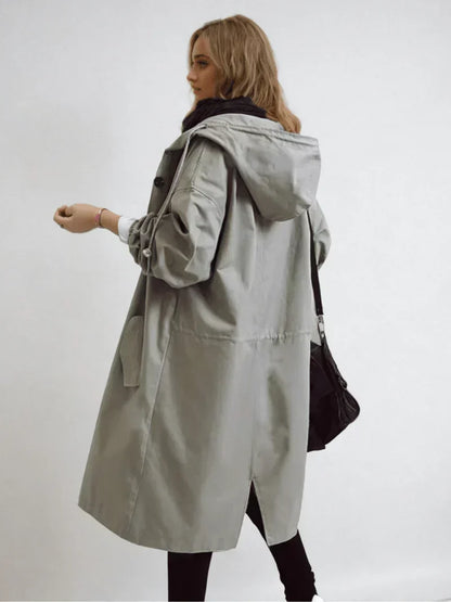Imperméable Femme Imperméable Capuche Ceinture Coupe Ajustée