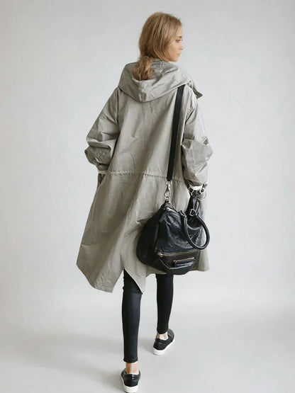 Imperméable Femme Imperméable Capuche Ceinture Coupe Ajustée