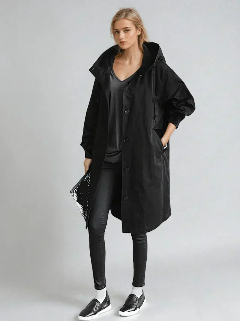 Imperméable Femme Imperméable Capuche Ceinture Coupe Ajustée