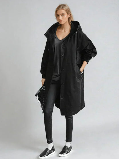 Imperméable Femme Imperméable Capuche Ceinture Coupe Ajustée