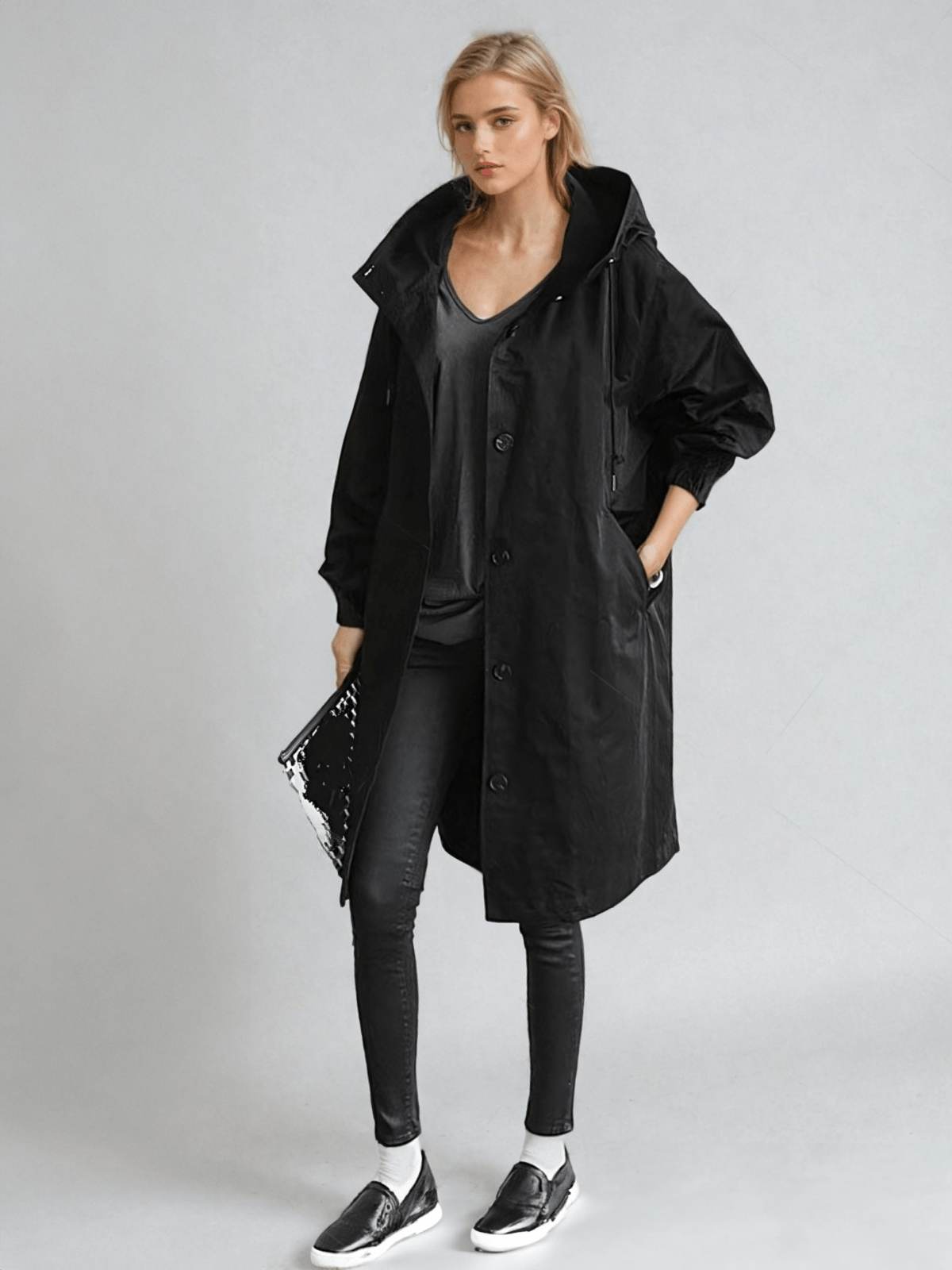 Manteau Élégant Hiver avec Col Debout et Boutons