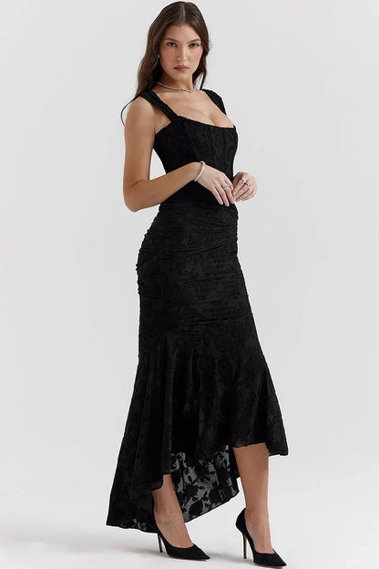 Robe de soirée sans bretelles en dentelle élégante