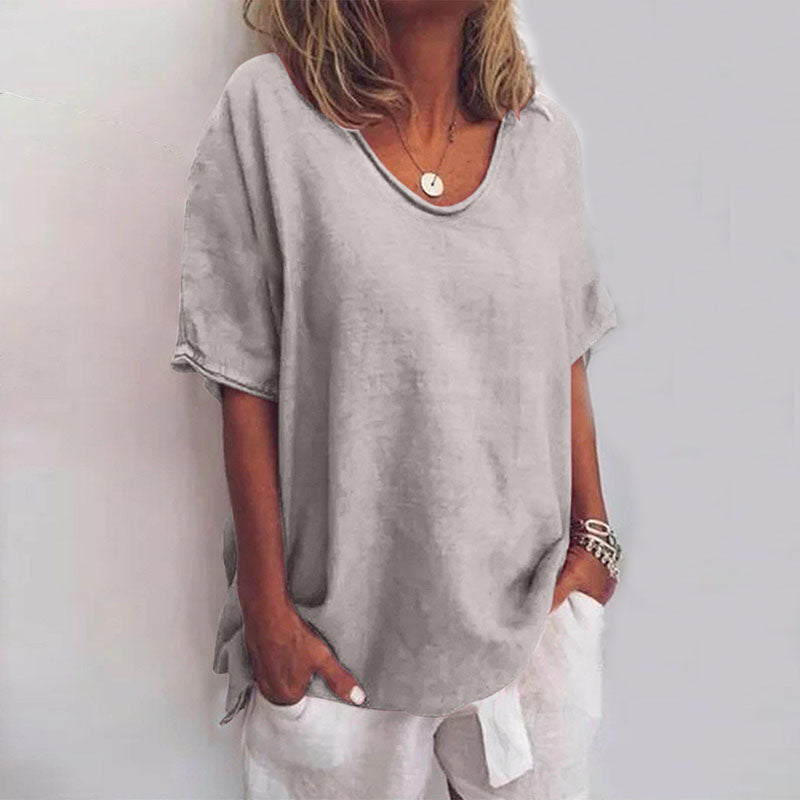 Blouse Femme Chic – Manches Courtes et Col V pour Été - PanierRoyale