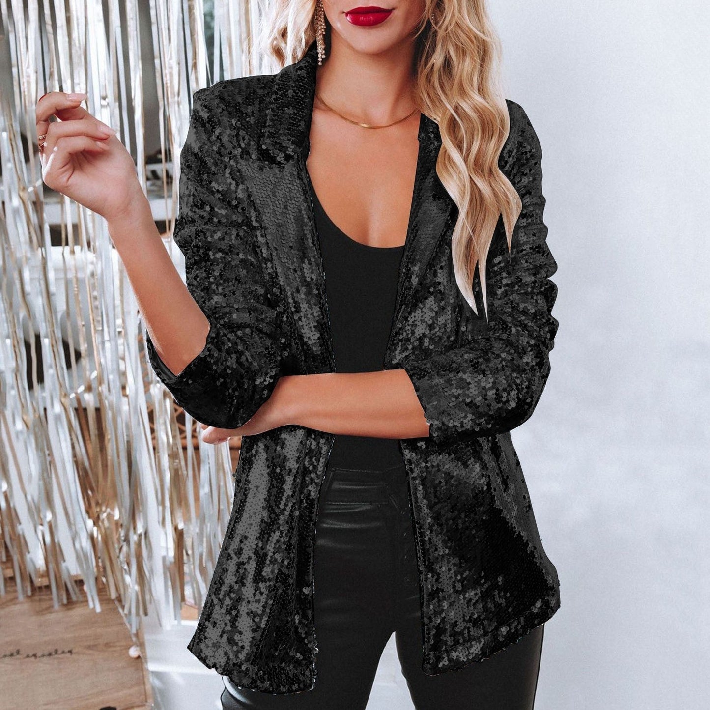 Blazer Femme Glamour Paillettes Élégant Soirée