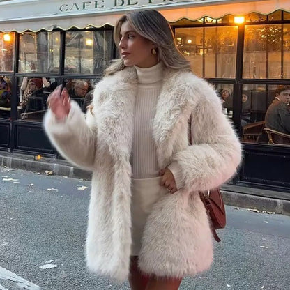 Manteau Femme Fausse Fourrure Coupe Élégante Douce Hiver - PanierRoyale