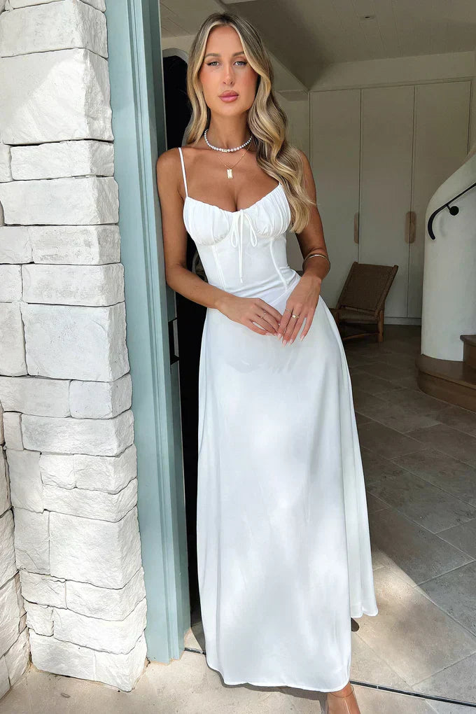Robe Femme Dentelle Élégante Dos Nu Avec Lacets - PanierRoyale