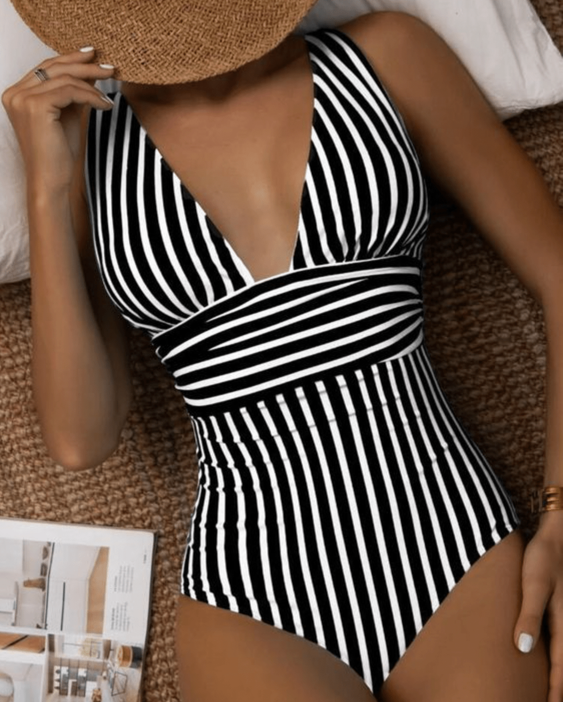 Maillot de Bain Femme Rayures Élégant