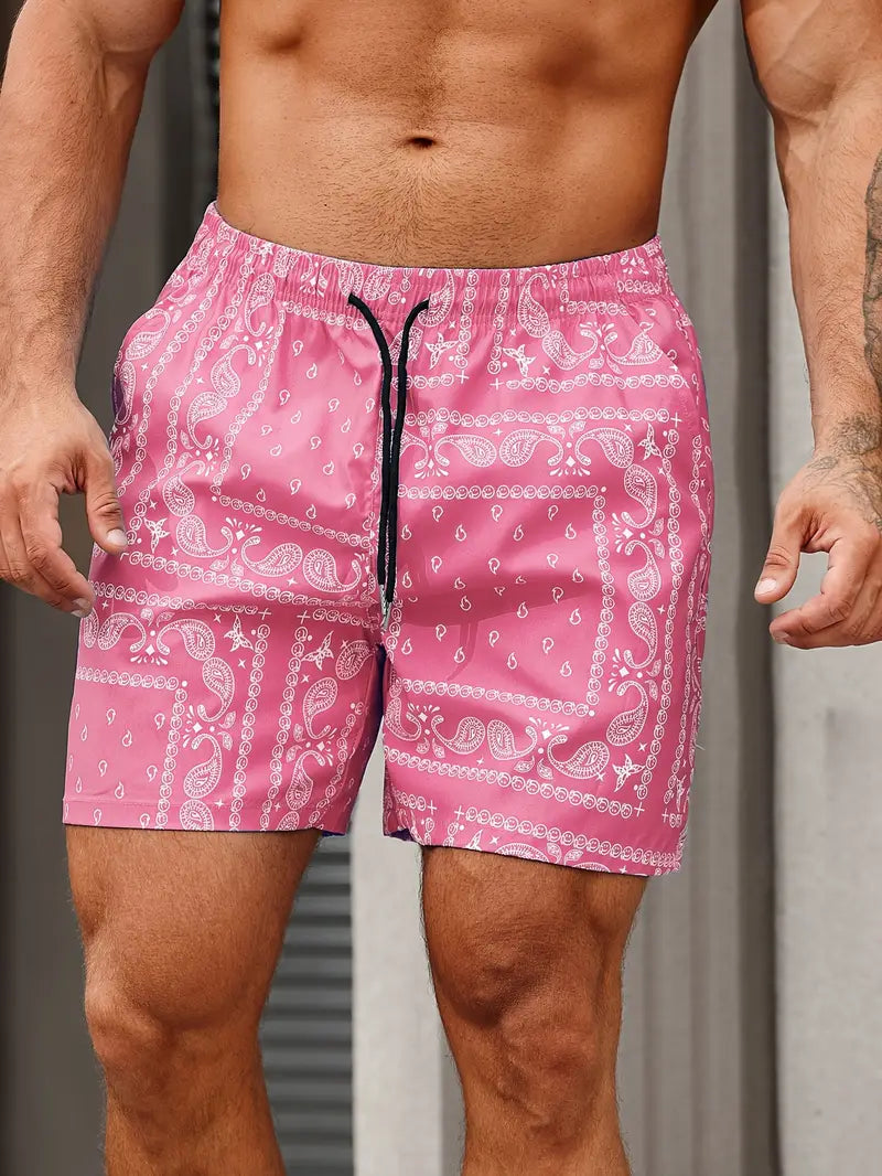 Short de bain homme imprimé fleuri avec ceinture ajustable