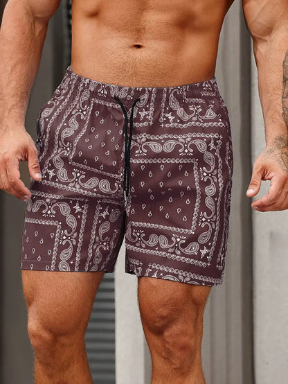 Short de bain homme imprimé fleuri avec ceinture ajustable
