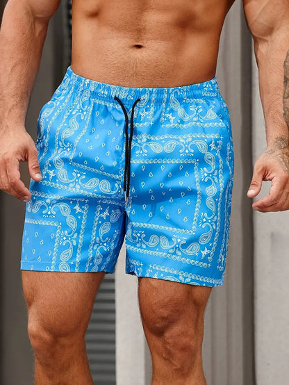 Short de bain homme imprimé fleuri avec ceinture ajustable
