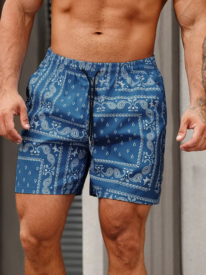 Short de bain homme imprimé fleuri avec ceinture ajustable
