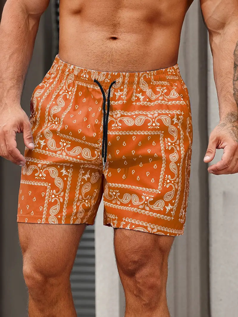 Short de bain homme imprimé fleuri avec ceinture ajustable