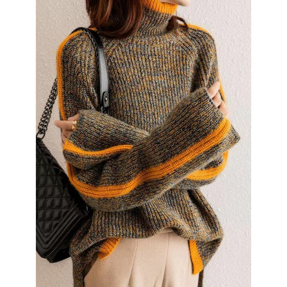 Pull Femme à Manches Longues Rayé Doux et Chaud