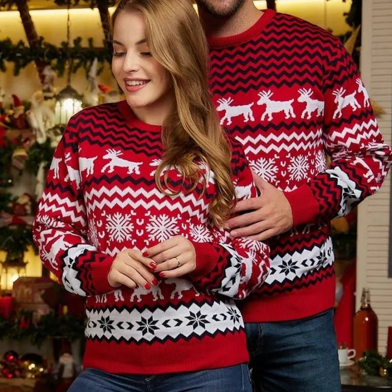 Pull Hiver Rouge Festif avec Motif Noël - PanierRoyale