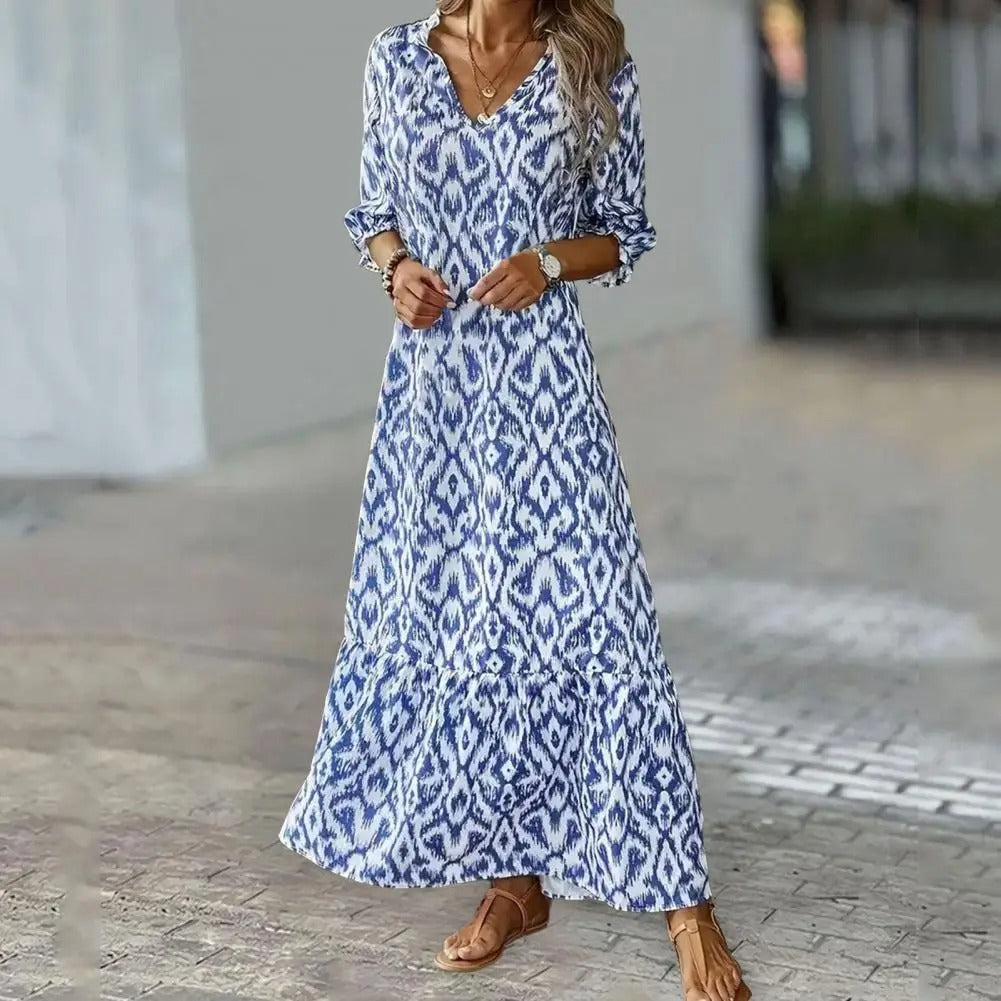 Robe Été Femme Élégante Longue avec Détails Coupés - BerlinGlamour