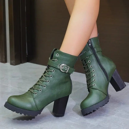 Bottines Femmes Hiver Hauts Talons avec Éclair Zip