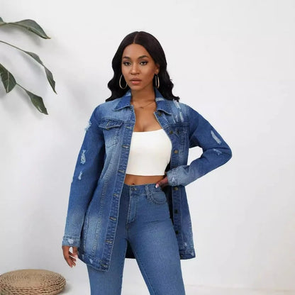 Veste Femme Denim Coupe Oversize Effet Vintage Décontractée - PanierRoyale
