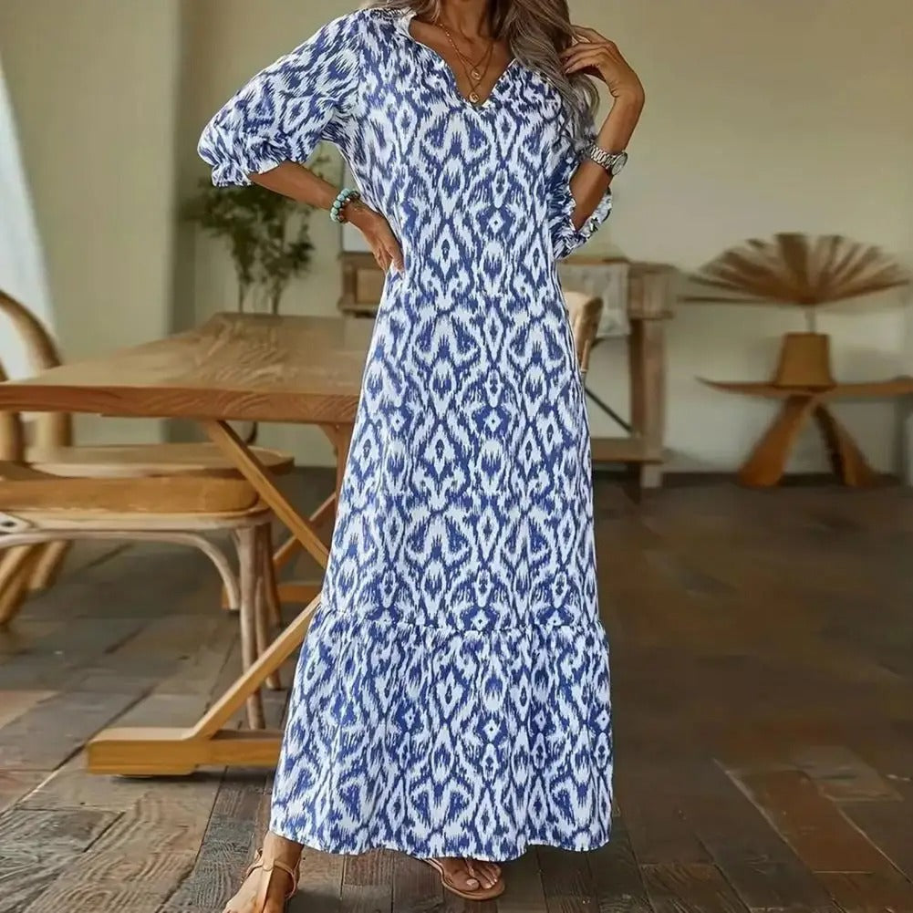 Robe Été Femme Élégante Longue avec Détails Coupés